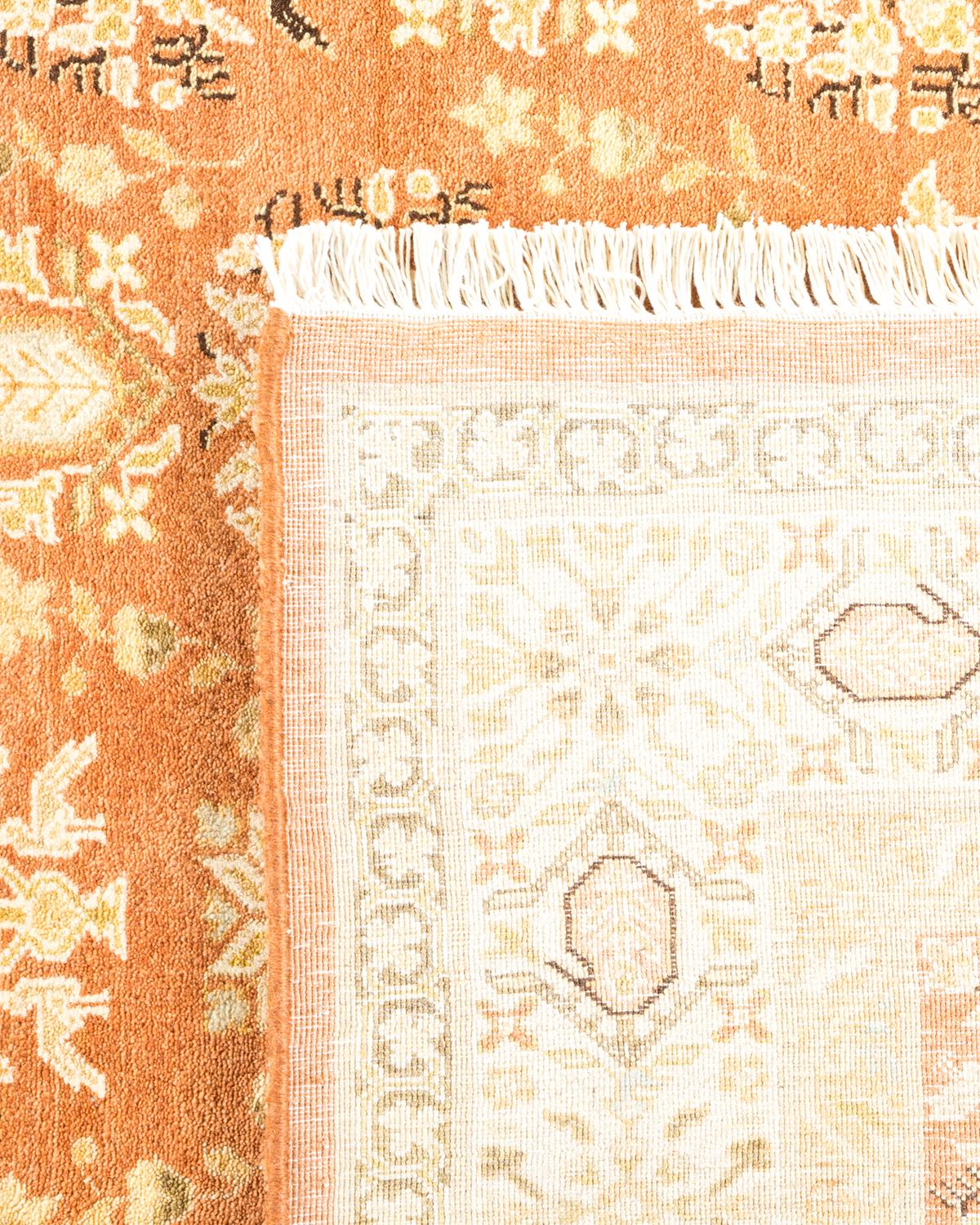 Hand-Knotted One-of-a-Kind Hand Made Traditional Mogul Brown Area Rug For Sale