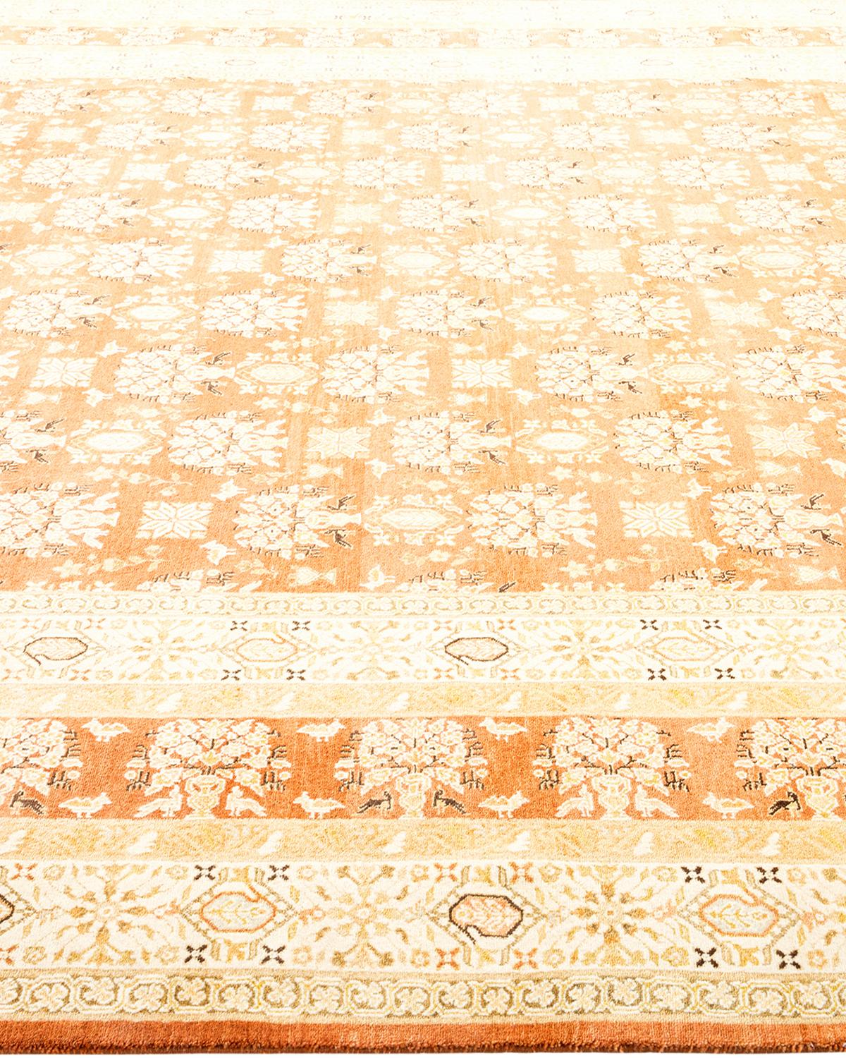 One-of-a-Kind Hand Made Traditional Mogul Brown Area Rug In New Condition For Sale In Norwalk, CT