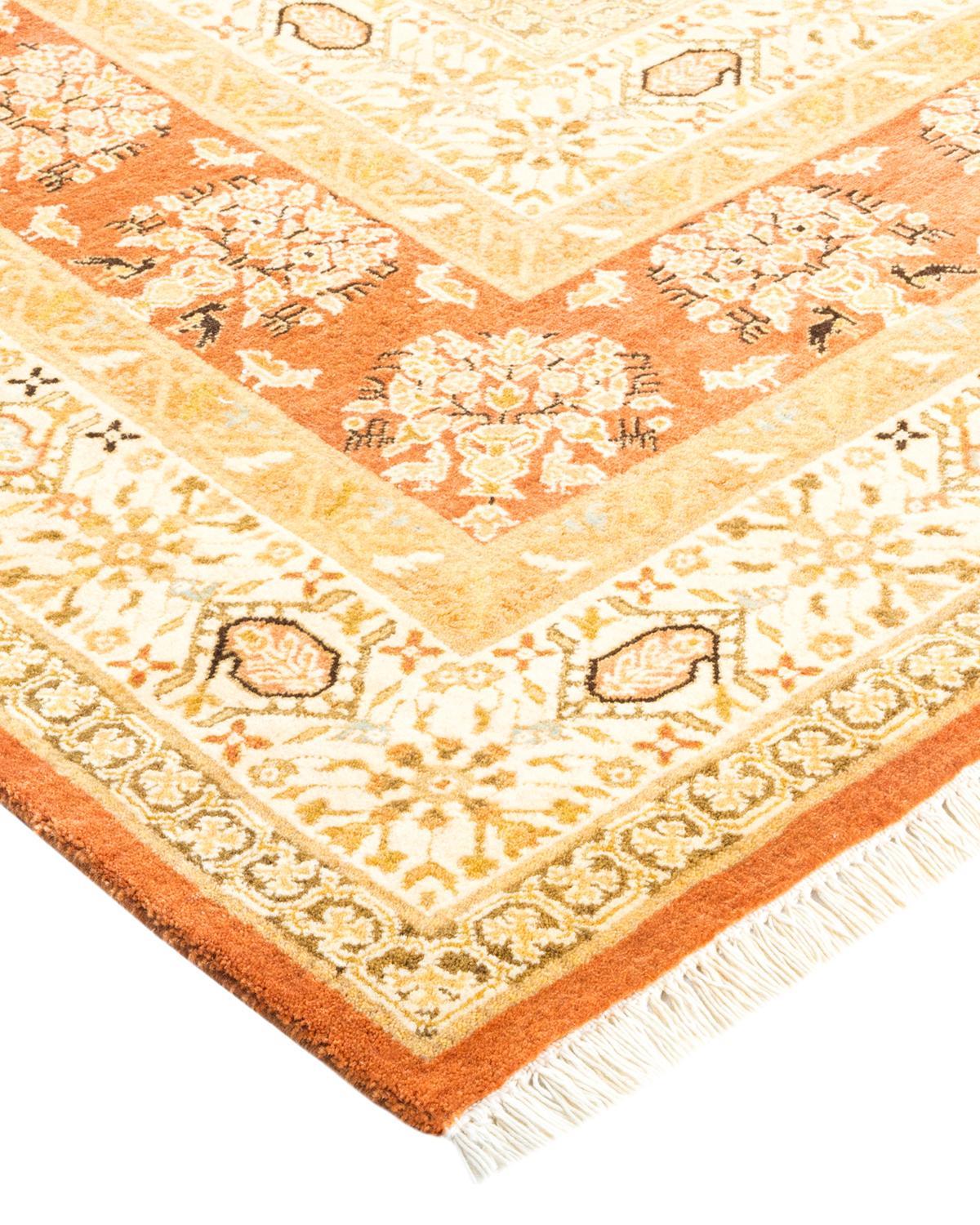 Wool One-of-a-Kind Hand Made Traditional Mogul Brown Area Rug For Sale