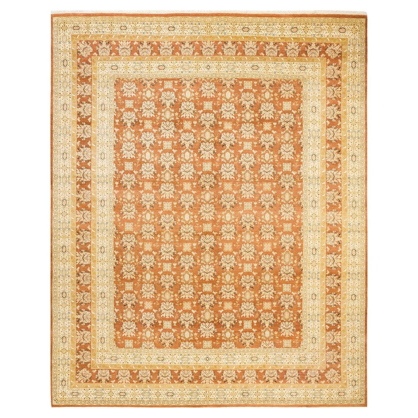 One-of-a-Kind Hand Made Traditional Mogul Brown Area Rug