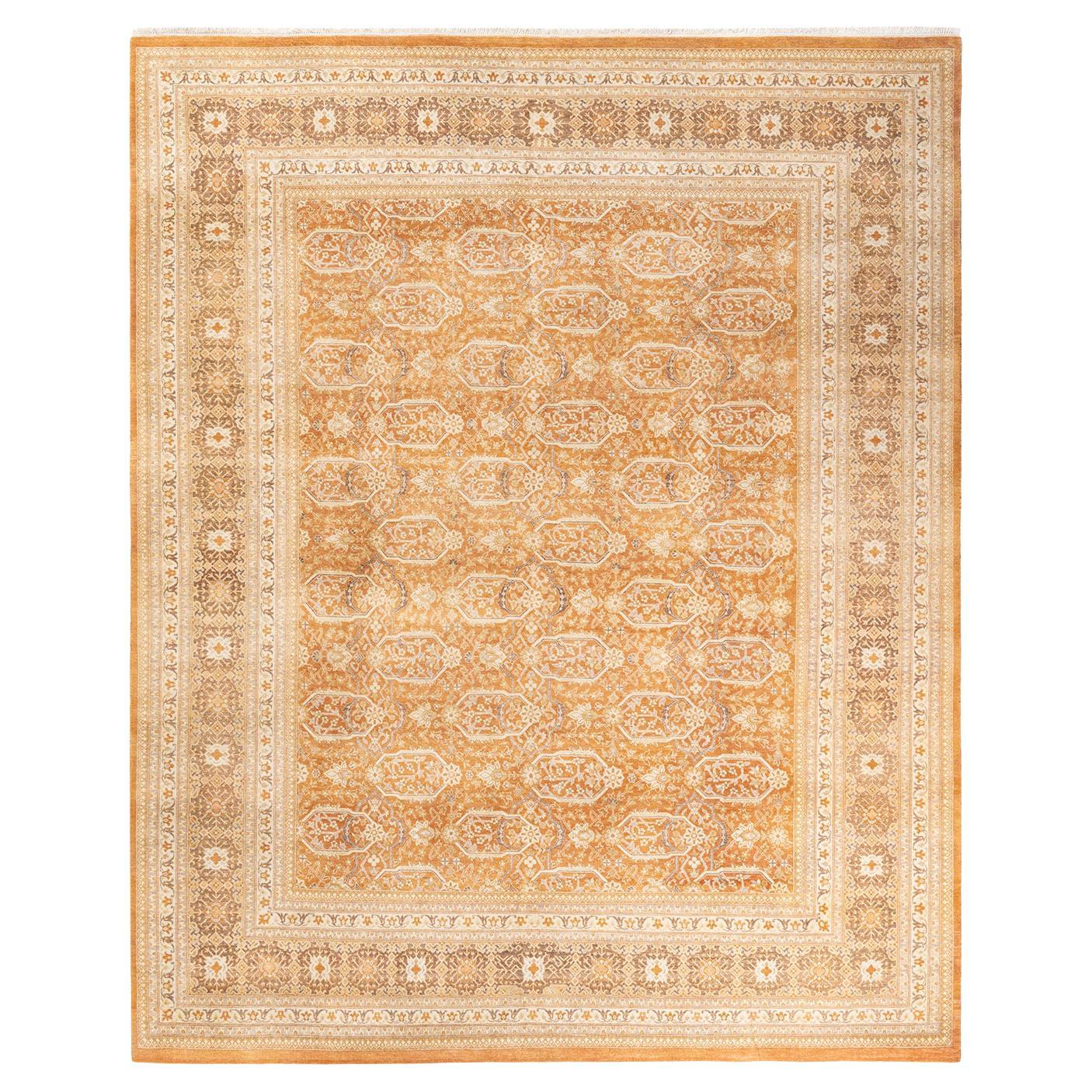 One-of-a-Kind Hand Made Traditional Mogul Brown Area Rug