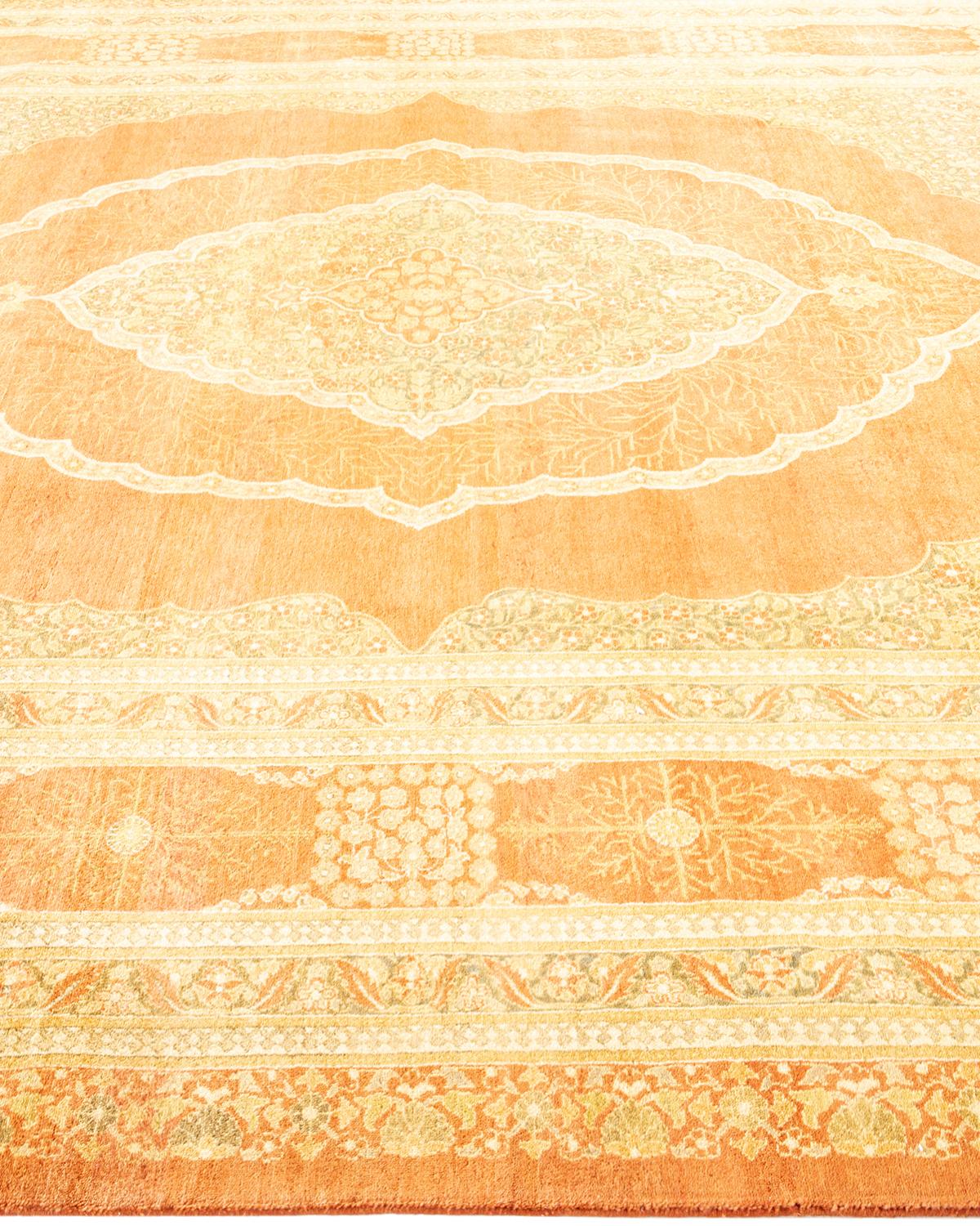 One-Of-A-Kind Hand Made Traditional Mogul Brown Area Rug In New Condition For Sale In Norwalk, CT