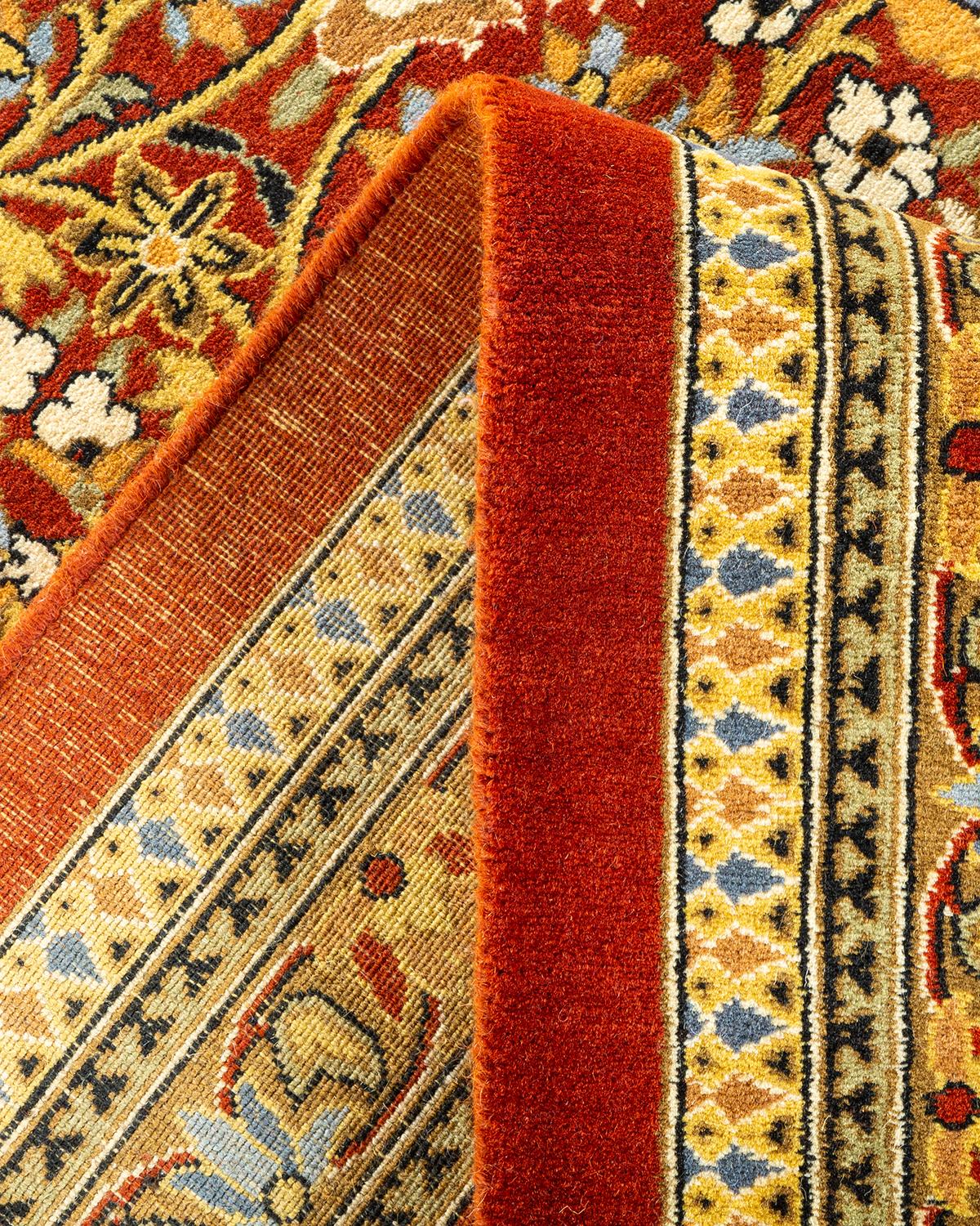 Pakistani One-Of-A-Kind Hand Made Traditional Mogul Brown Area Rug For Sale