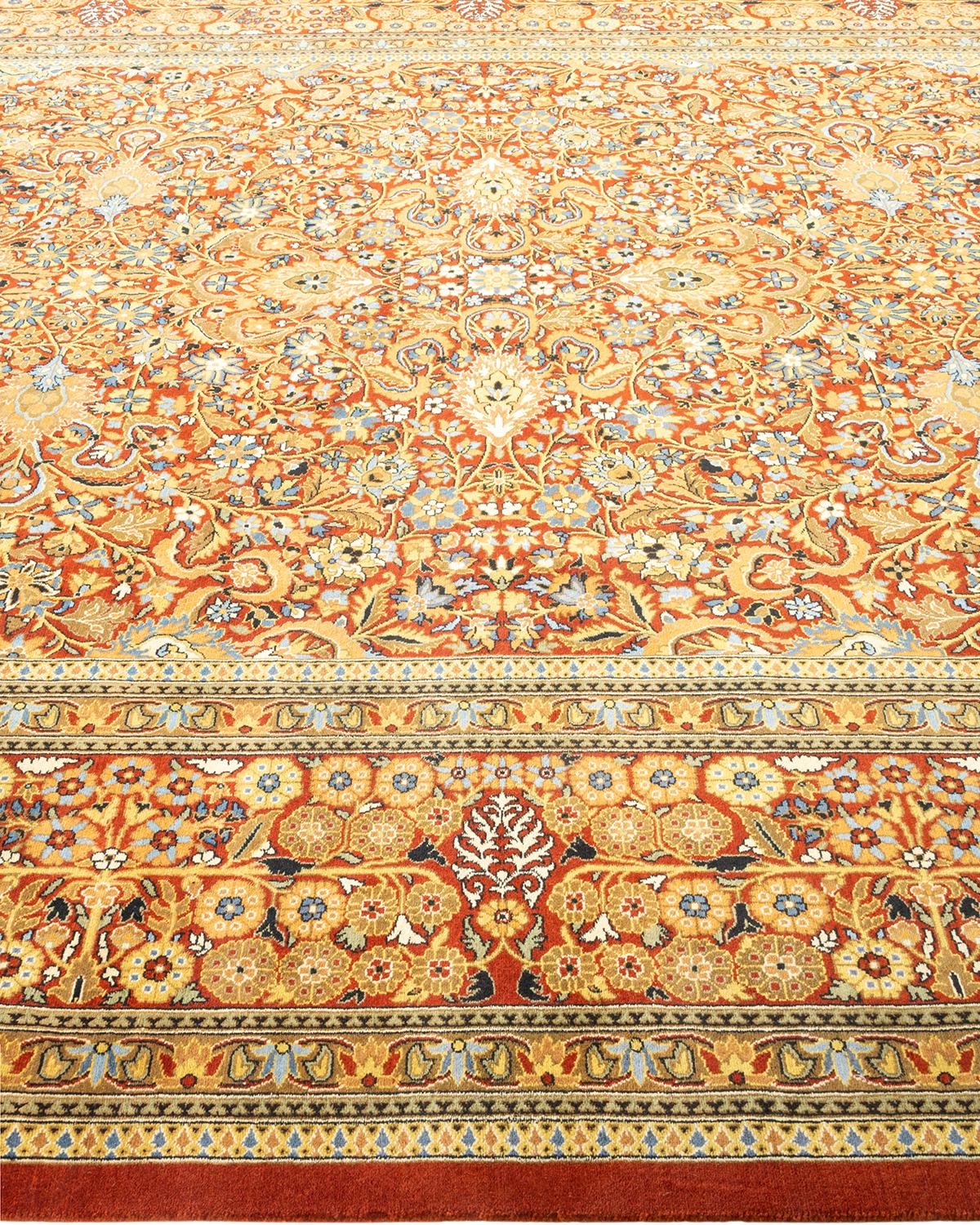 One-Of-A-Kind Hand Made Traditional Mogul Brown Area Rug In New Condition For Sale In Norwalk, CT