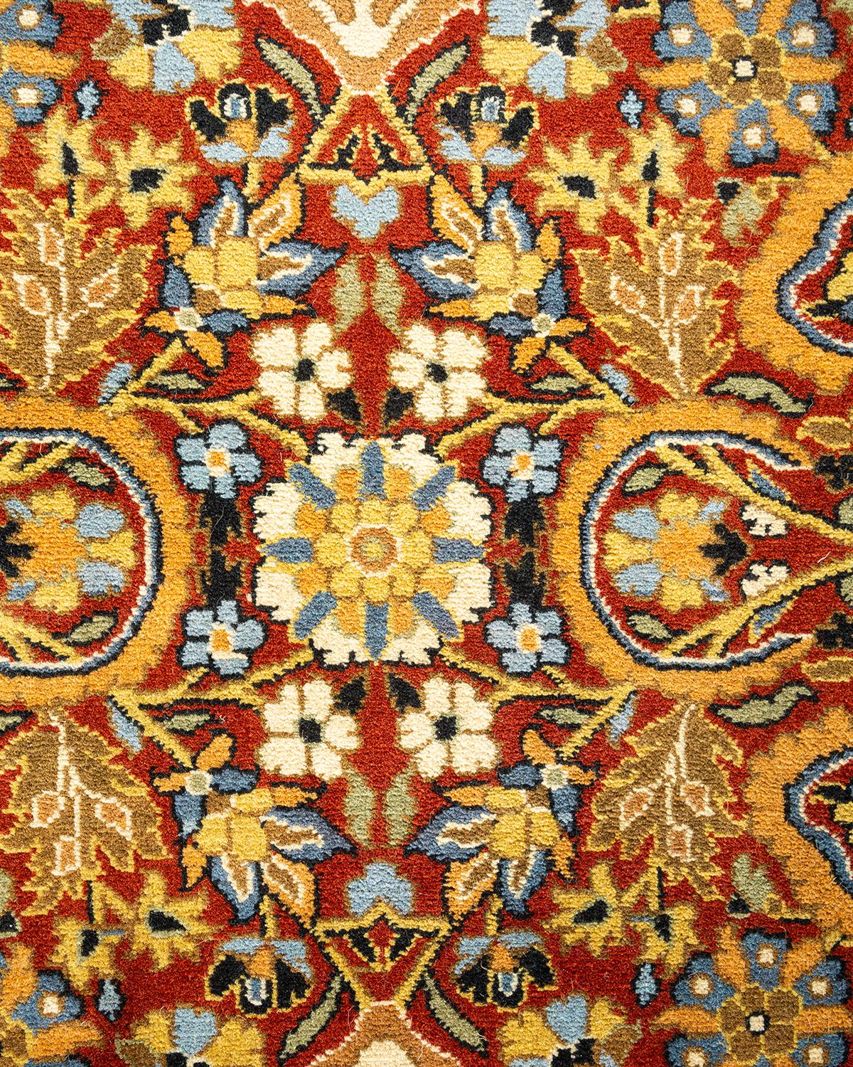Contemporary One-Of-A-Kind Hand Made Traditional Mogul Brown Area Rug For Sale