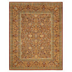 Tapis traditionnel Mogul marron unique en son genre fabriqué à la main