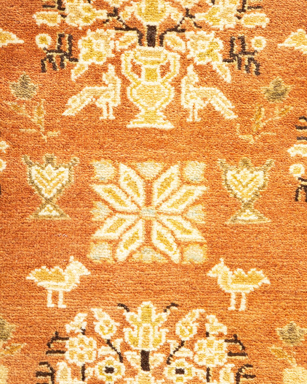 Handgefertigter, traditioneller Mogul-Teppich in Braun, Unikat (21. Jahrhundert und zeitgenössisch) im Angebot