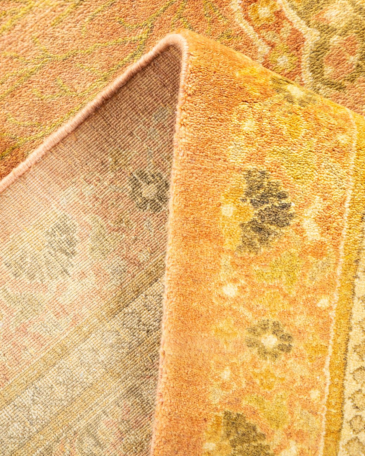 Pakistani One-of-a-kind Hand Made Traditional Mogul Brown Area Rug For Sale