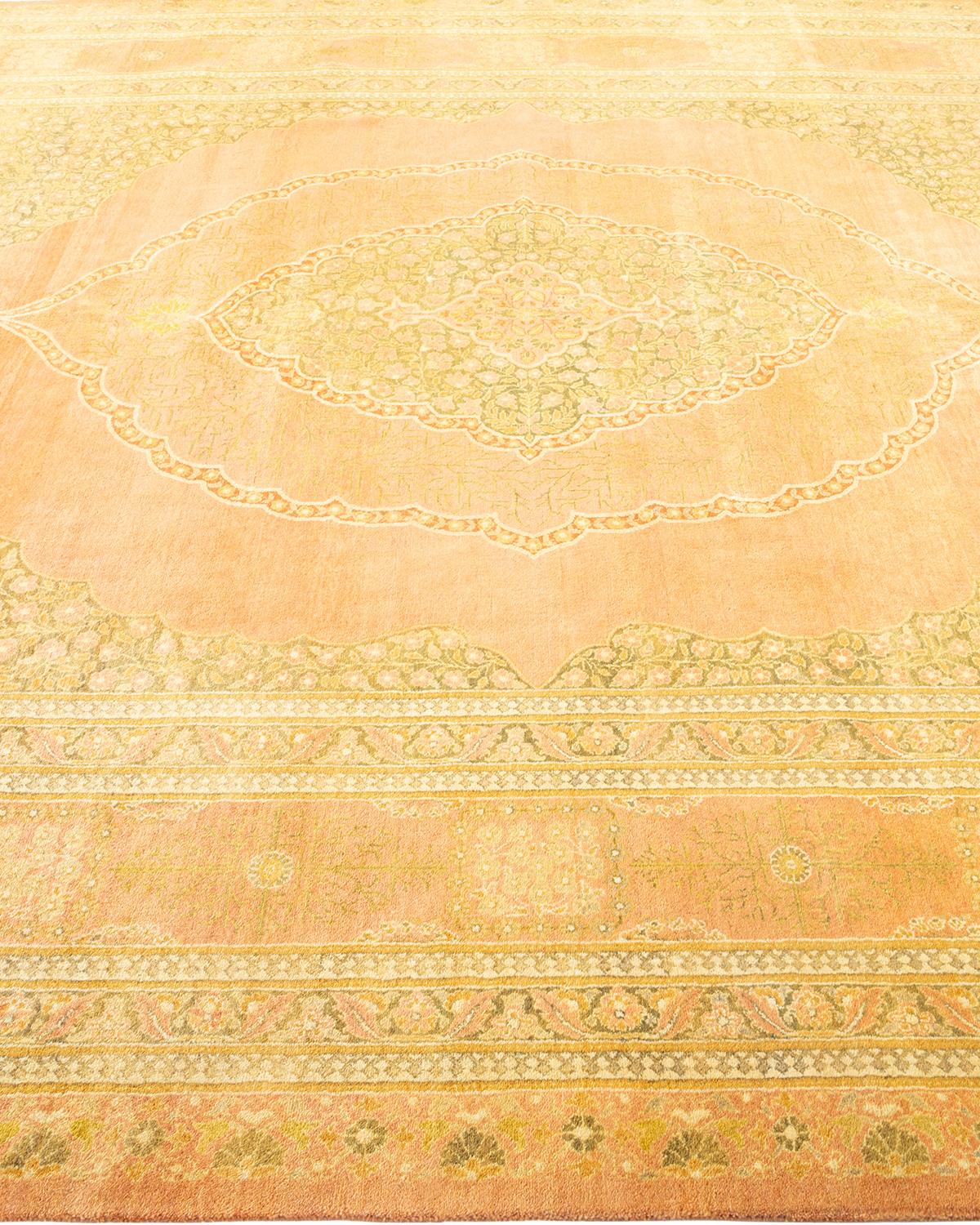 One-of-a-kind Hand Made Traditional Mogul Brown Area Rug In New Condition For Sale In Norwalk, CT