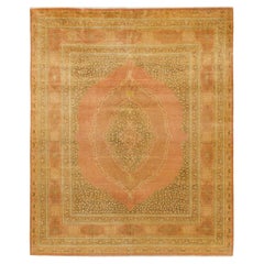 One-of-a-kind Hand Made Traditional Mogul Brown Area Rug