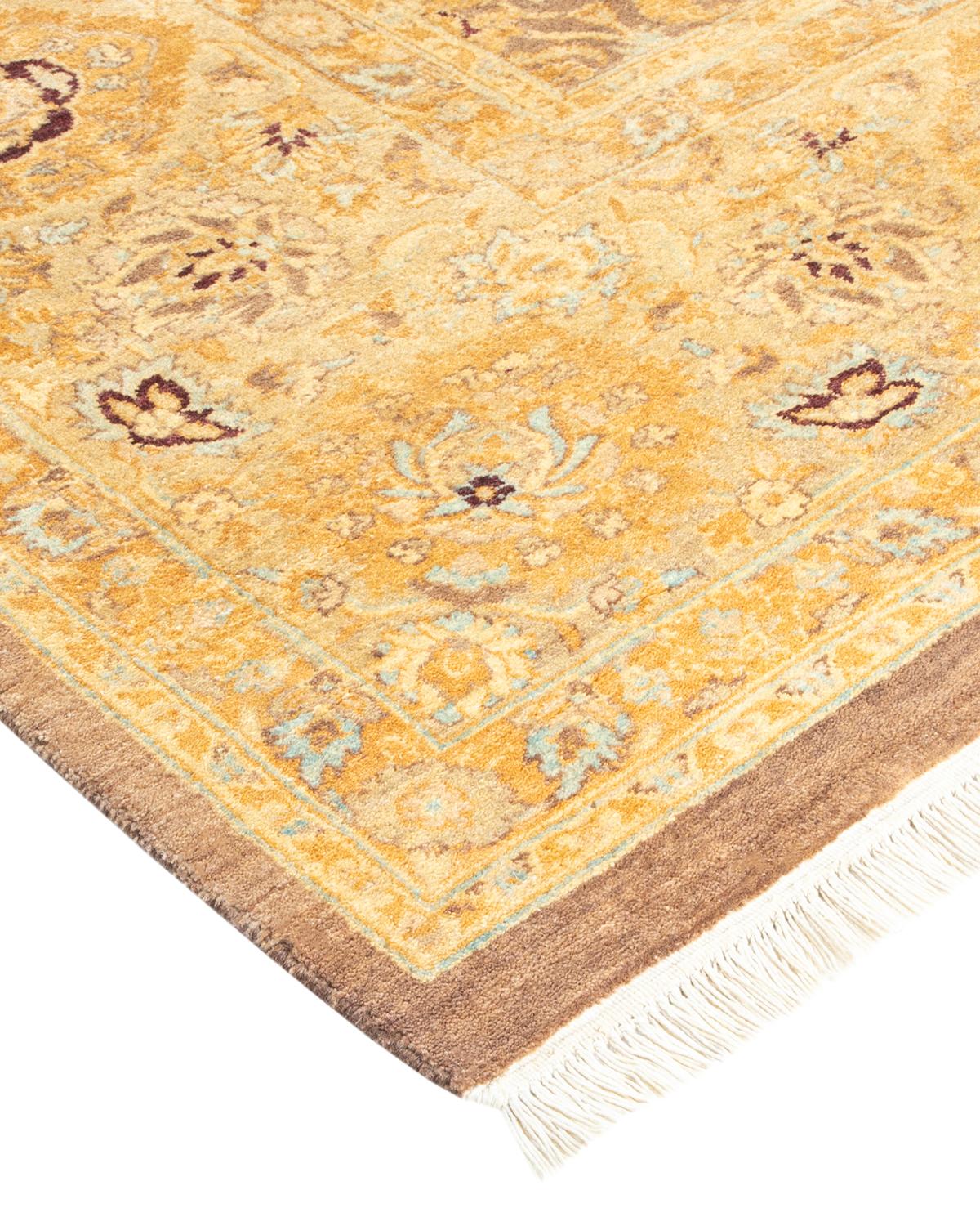 Traditioneller, handgefertigter, brauner Mogul-Teppich, Unikat (Wolle) im Angebot