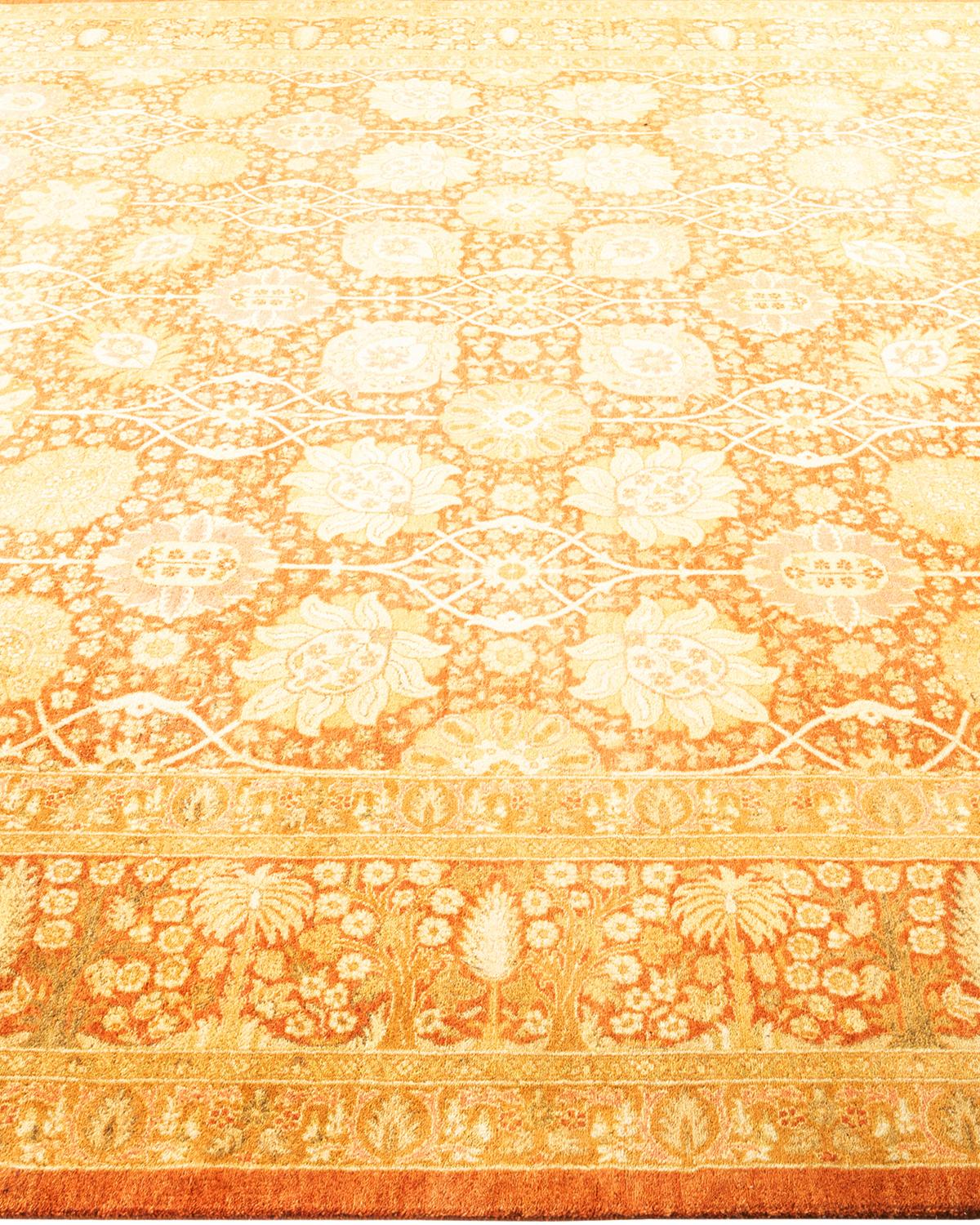 Other One-of-a-kind Hand Made Traditional Mogul Brown Area Rug For Sale