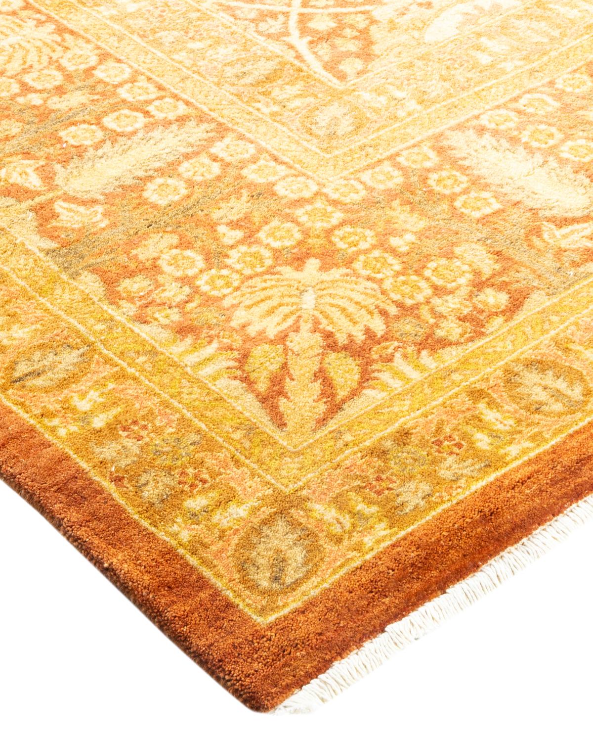 Pakistani One-of-a-kind Hand Made Traditional Mogul Brown Area Rug For Sale