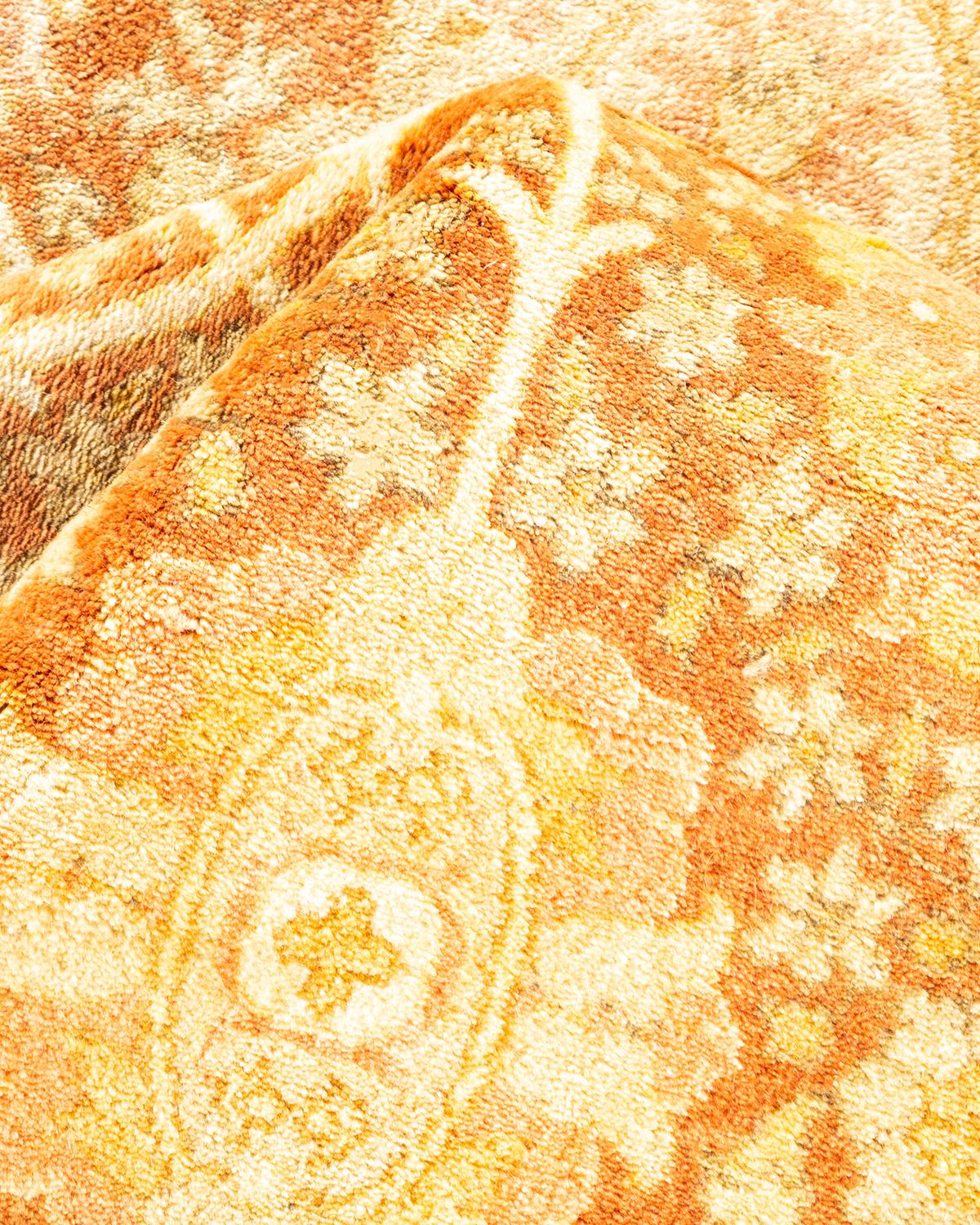 Hand-Knotted One-of-a-kind Hand Made Traditional Mogul Brown Area Rug For Sale