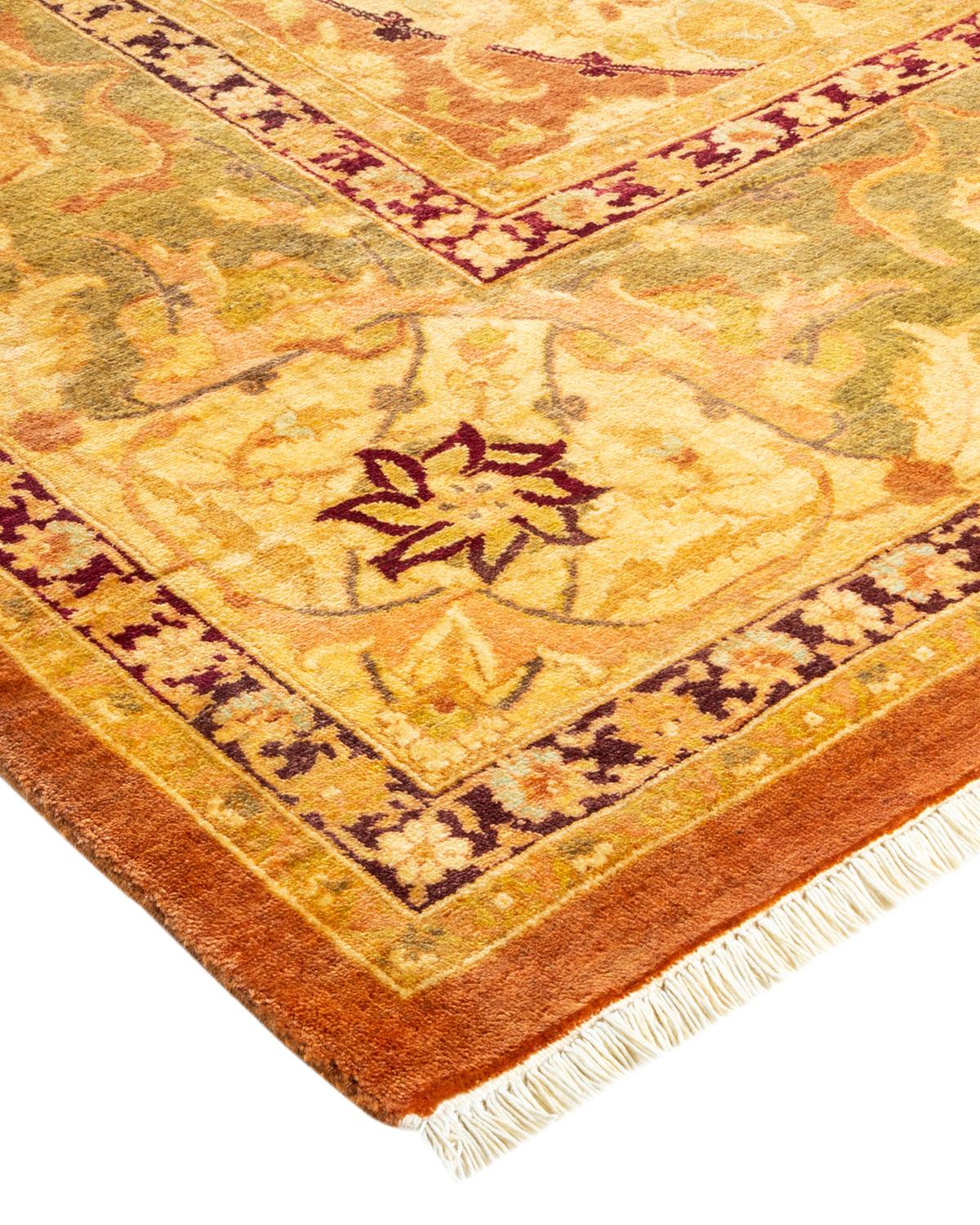 Contemporary One-of-a-kind Hand Made Traditional Mogul Brown Area Rug For Sale