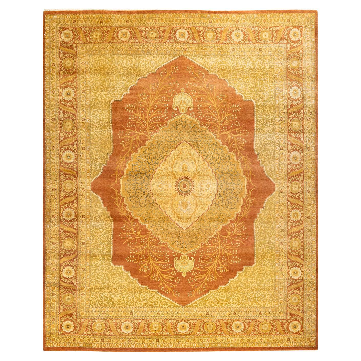 One-of-a-Kind Hand Made Traditional Mogul Brown Area Rug