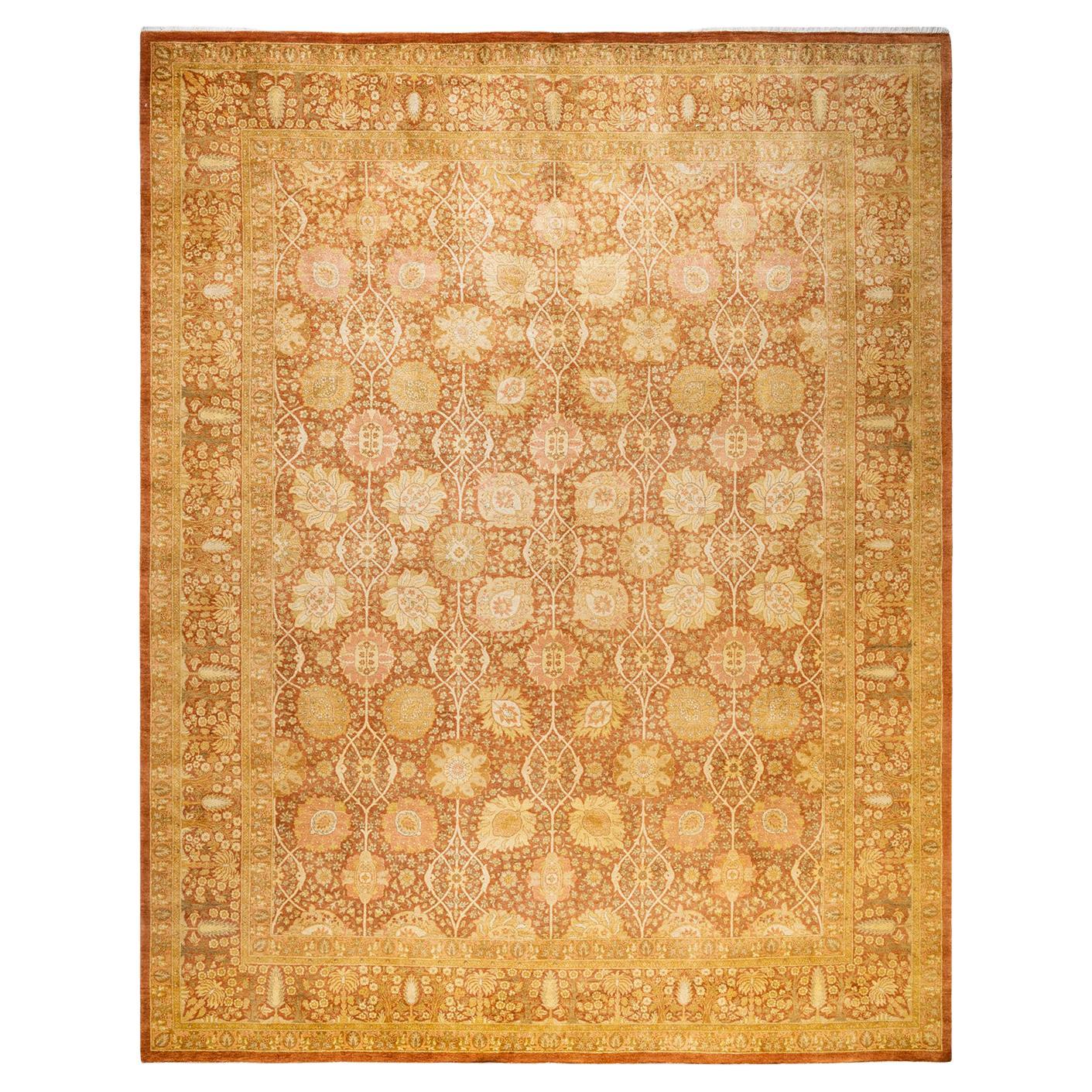 One-of-a-kind Hand Made Traditional Mogul Brown Area Rug For Sale