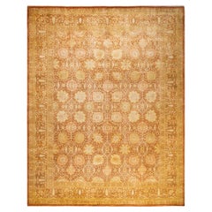 Tapis traditionnel Mogul marron unique en son genre fabriqué à la main