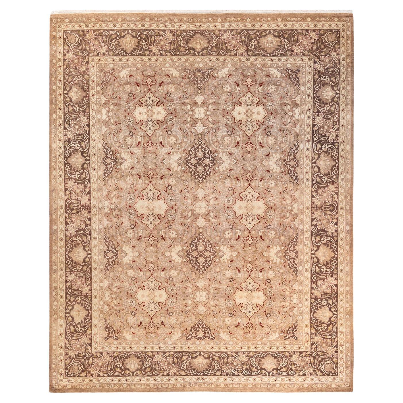 One-Of-A-Kind Hand Made Traditional Mogul Brown Area Rug For Sale