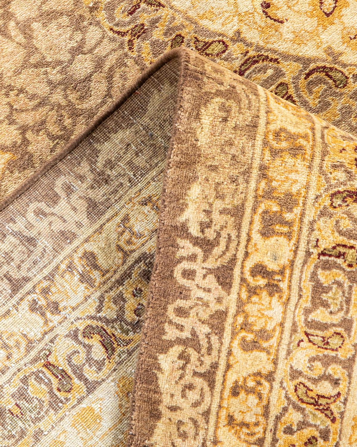 Pakistano Tappeto tradizionale Mogul Brown Hand Made unico nel suo genere in vendita