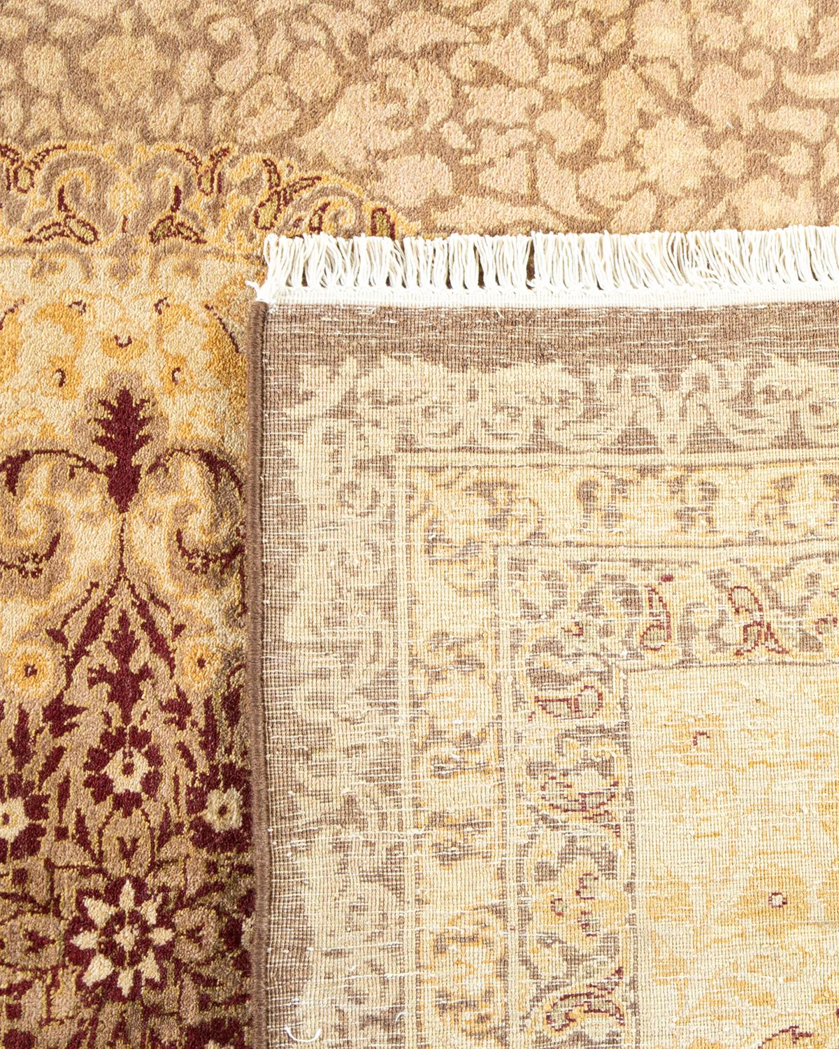 Annodato a mano Tappeto tradizionale Mogul Brown Hand Made unico nel suo genere in vendita