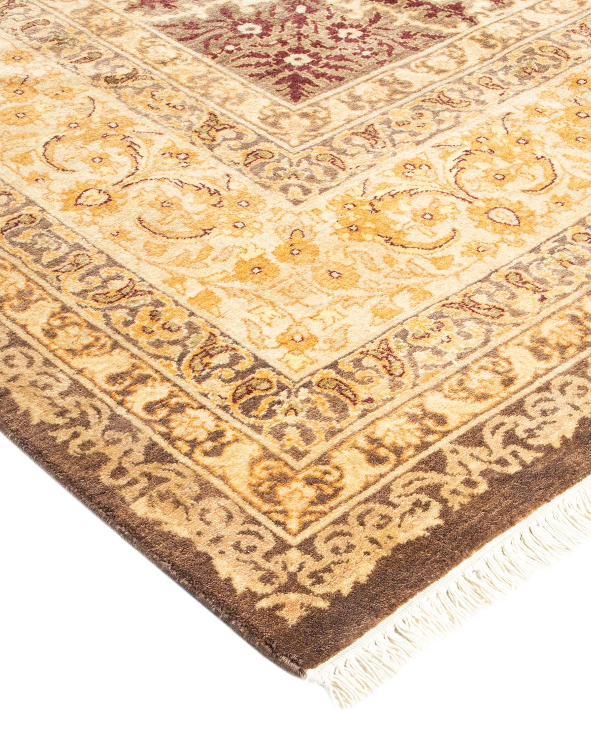 Lana Tappeto tradizionale Mogul Brown Hand Made unico nel suo genere in vendita