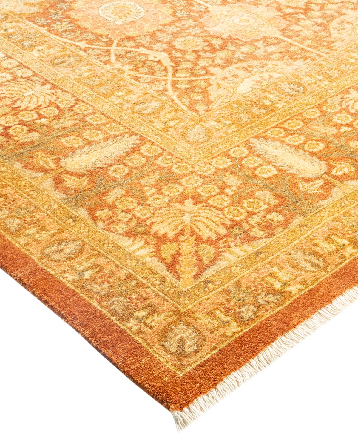 Laine Tapis traditionnel Mogul marron unique en son genre fabriqué à la main en vente