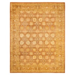 One-of-a-Kind Hand Made Traditional Mogul Brown Area Rug