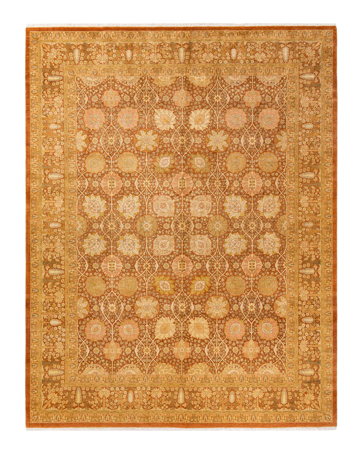 Other One-Of-A-Kind Hand Made Traditional Mogul Brown Area Rug For Sale