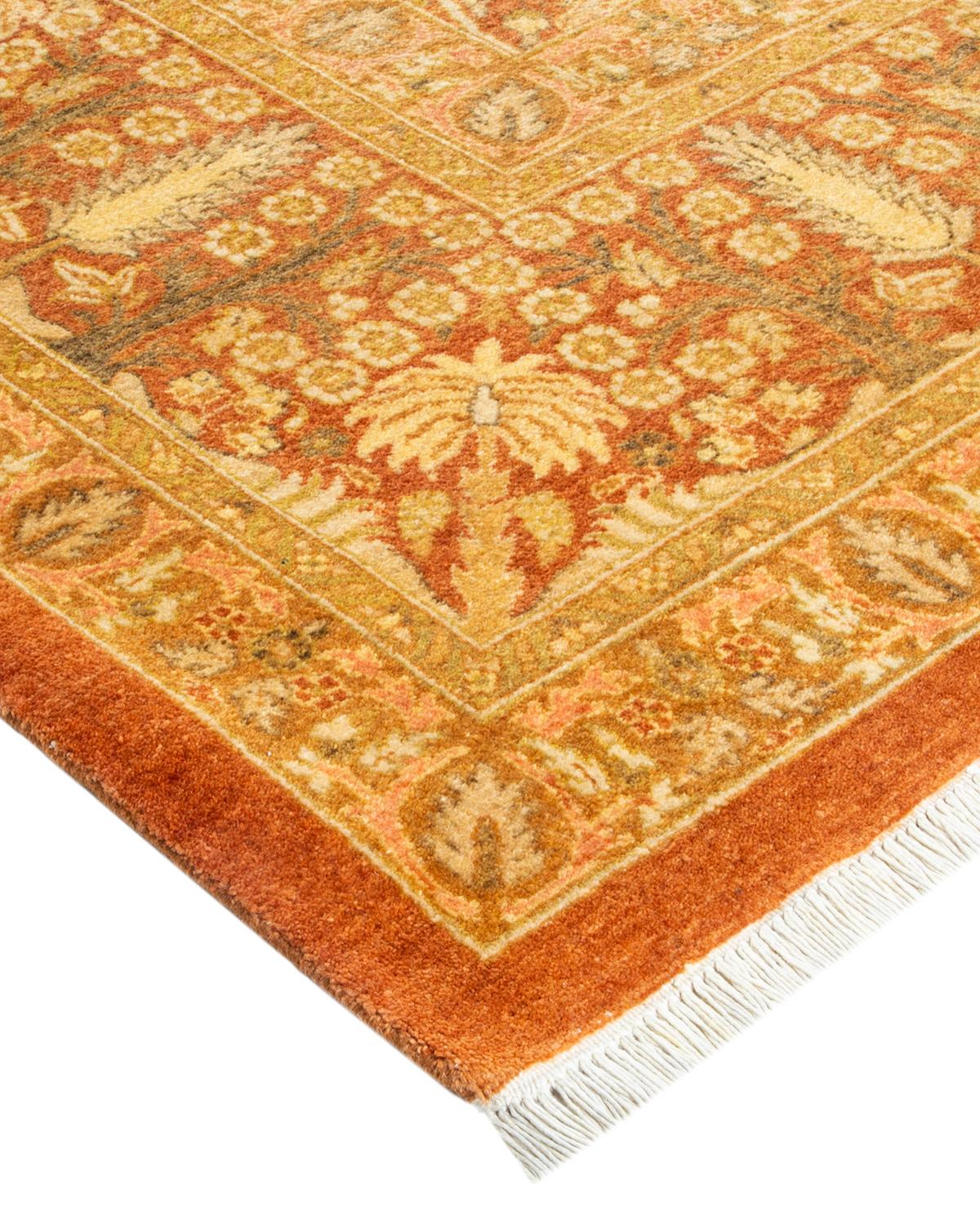 One-Of-A-Kind Hand Made Traditional Mogul Brown Area Rug For Sale 1