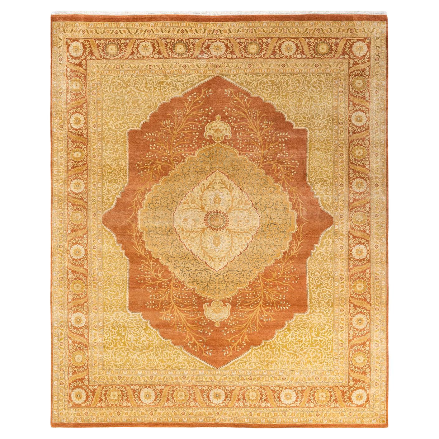 One-of-a-kind Hand Made Traditional Mogul Brown Area Rug For Sale