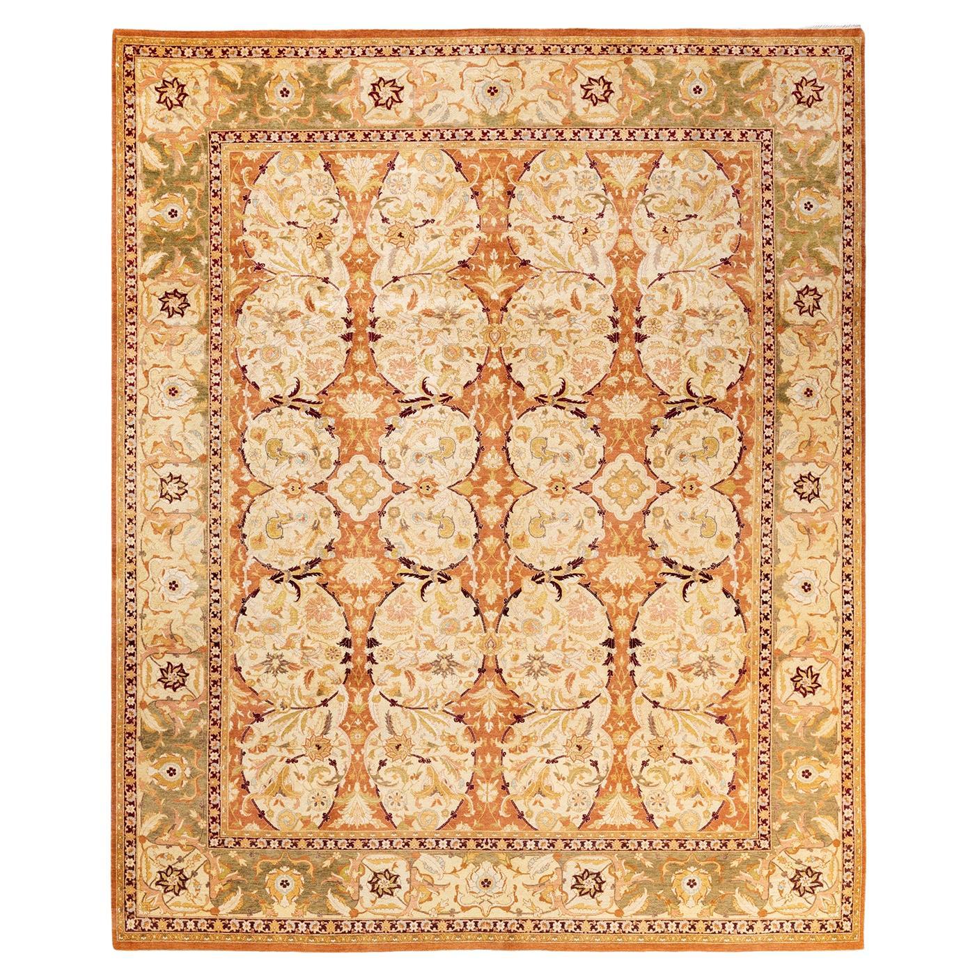 One-of-a-kind Hand Made Traditional Mogul Brown Area Rug For Sale