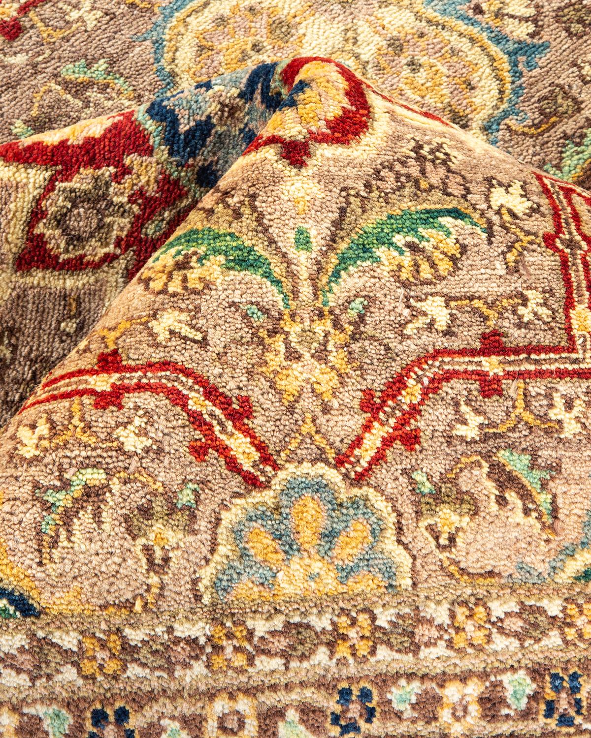 Other One-of-a-kind Hand Made Traditional Mogul Brown Area Rug For Sale