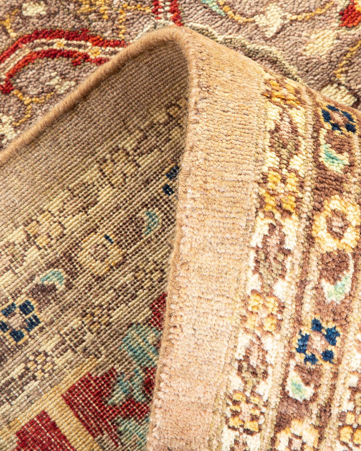 Pakistani One-of-a-kind Hand Made Traditional Mogul Brown Area Rug For Sale