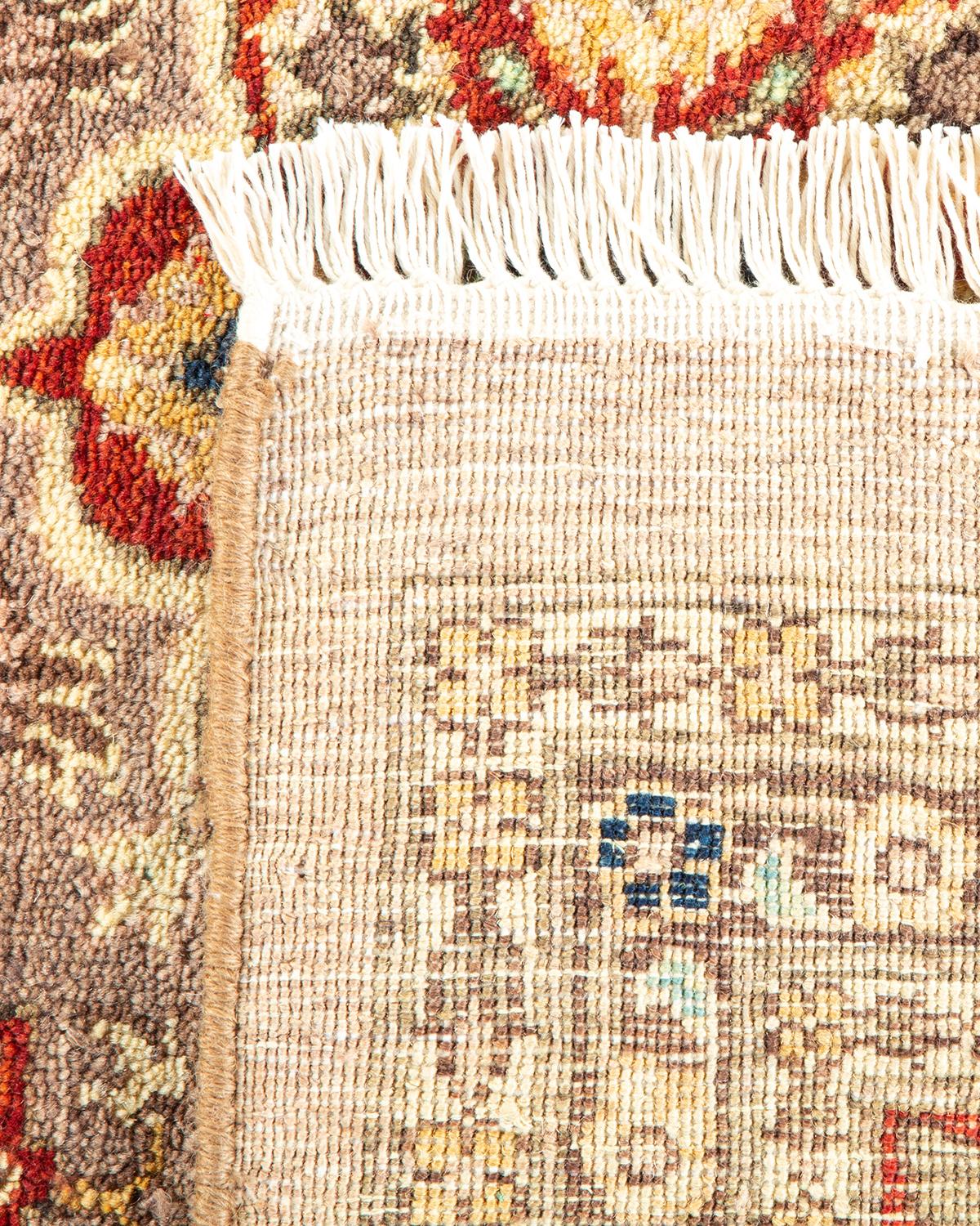 Hand-Knotted One-of-a-kind Hand Made Traditional Mogul Brown Area Rug For Sale
