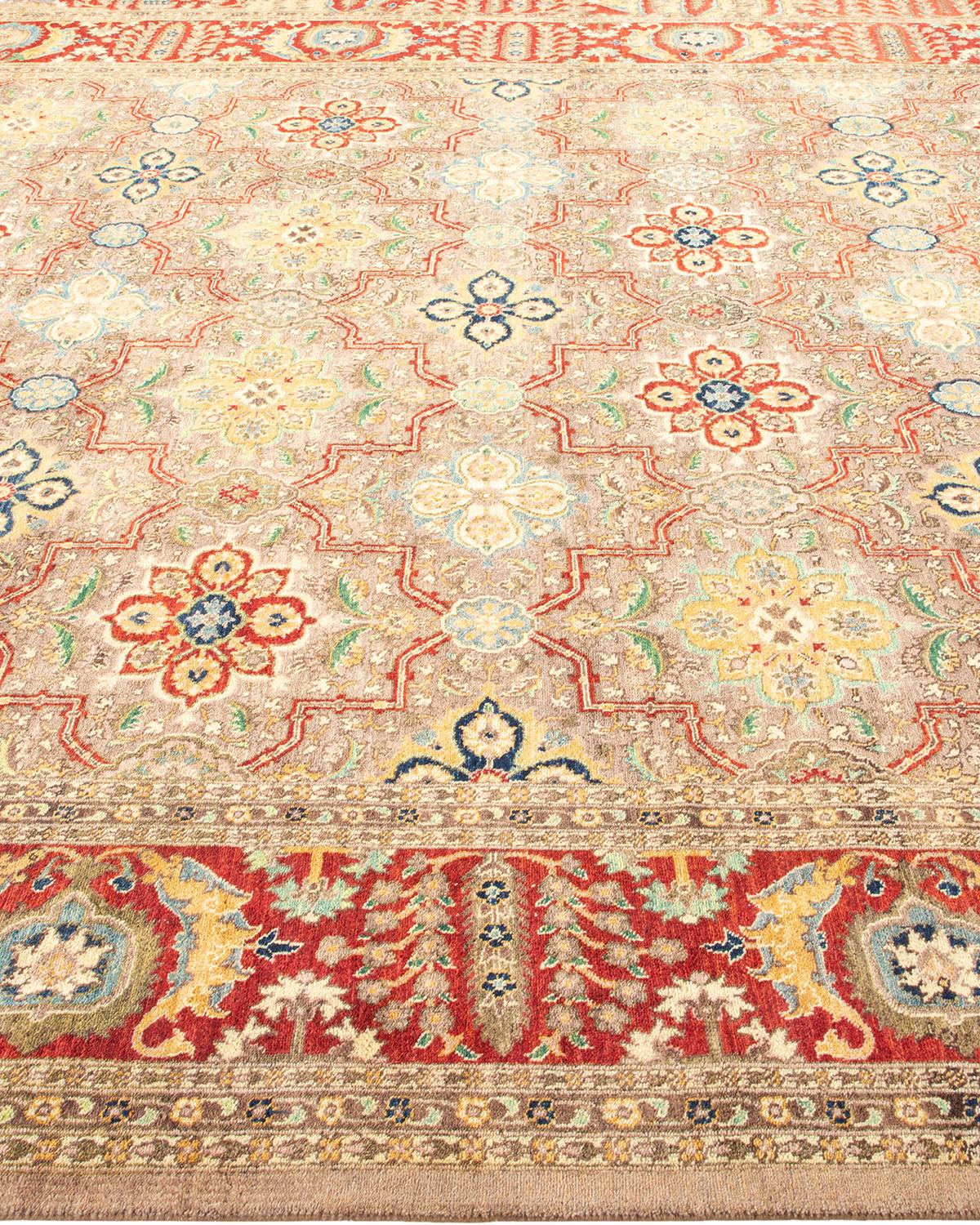 One-of-a-kind Hand Made Traditional Mogul Brown Area Rug In New Condition For Sale In Norwalk, CT