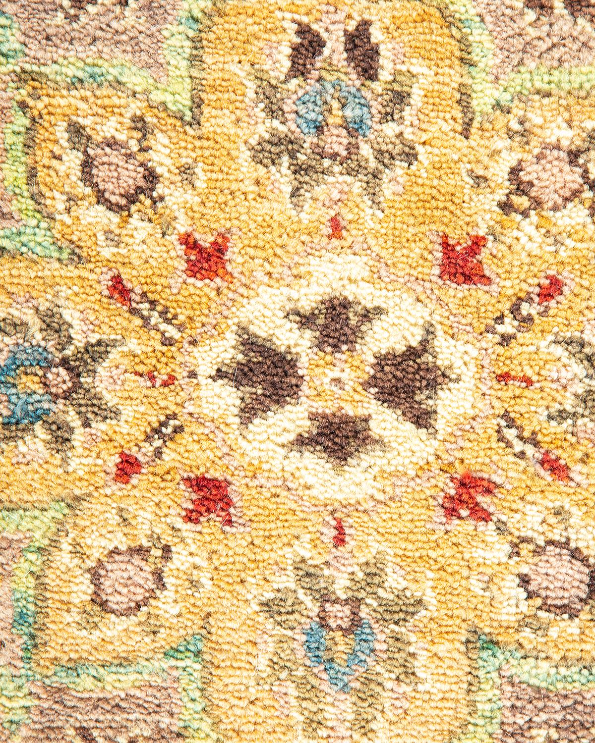 Contemporary One-of-a-kind Hand Made Traditional Mogul Brown Area Rug For Sale