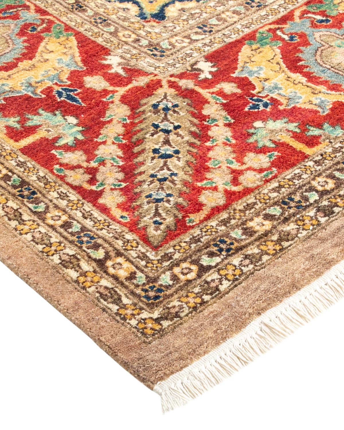 Wool One-of-a-kind Hand Made Traditional Mogul Brown Area Rug For Sale