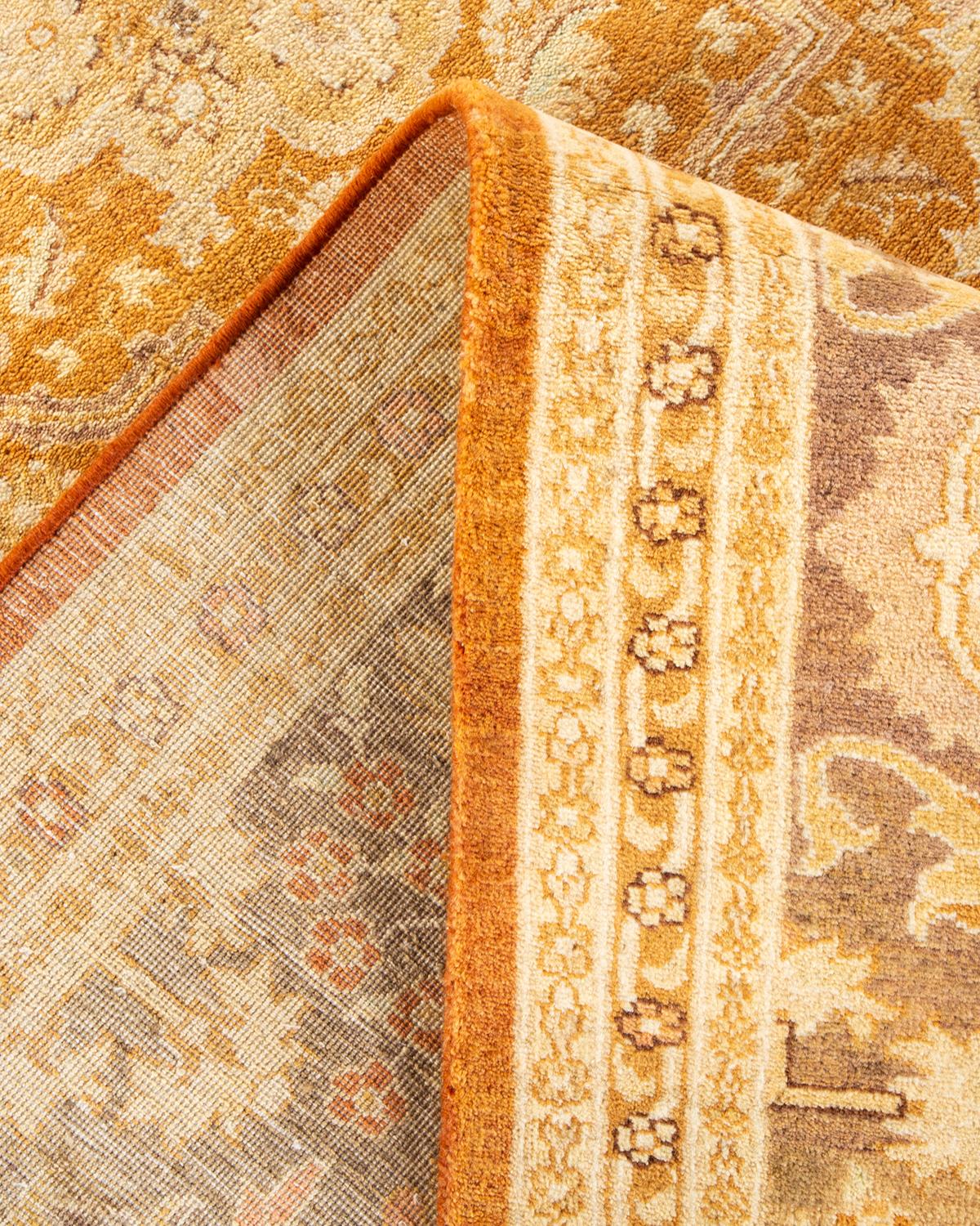 Annodato a mano Tappeto tradizionale Mogul Brown Hand Made unico nel suo genere in vendita