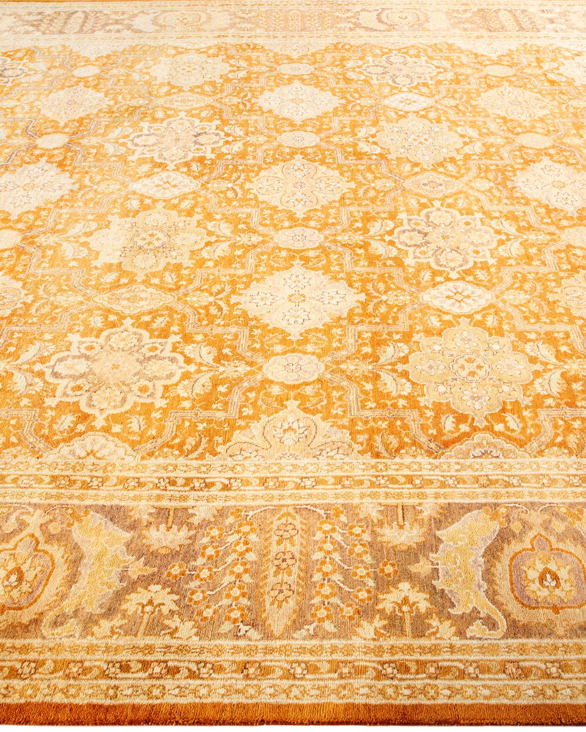 XXI secolo e contemporaneo Tappeto tradizionale Mogul Brown Hand Made unico nel suo genere in vendita
