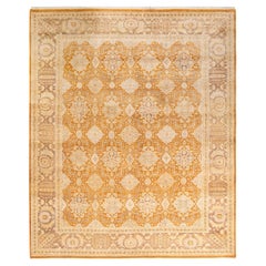 Tapis traditionnel Mogul marron unique en son genre fabriqué à la main