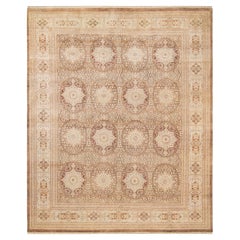 Tapis traditionnel Mogul marron unique en son genre fabriqué à la main