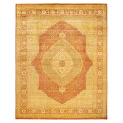 Tapis traditionnel Mogul marron unique en son genre fabriqué à la main