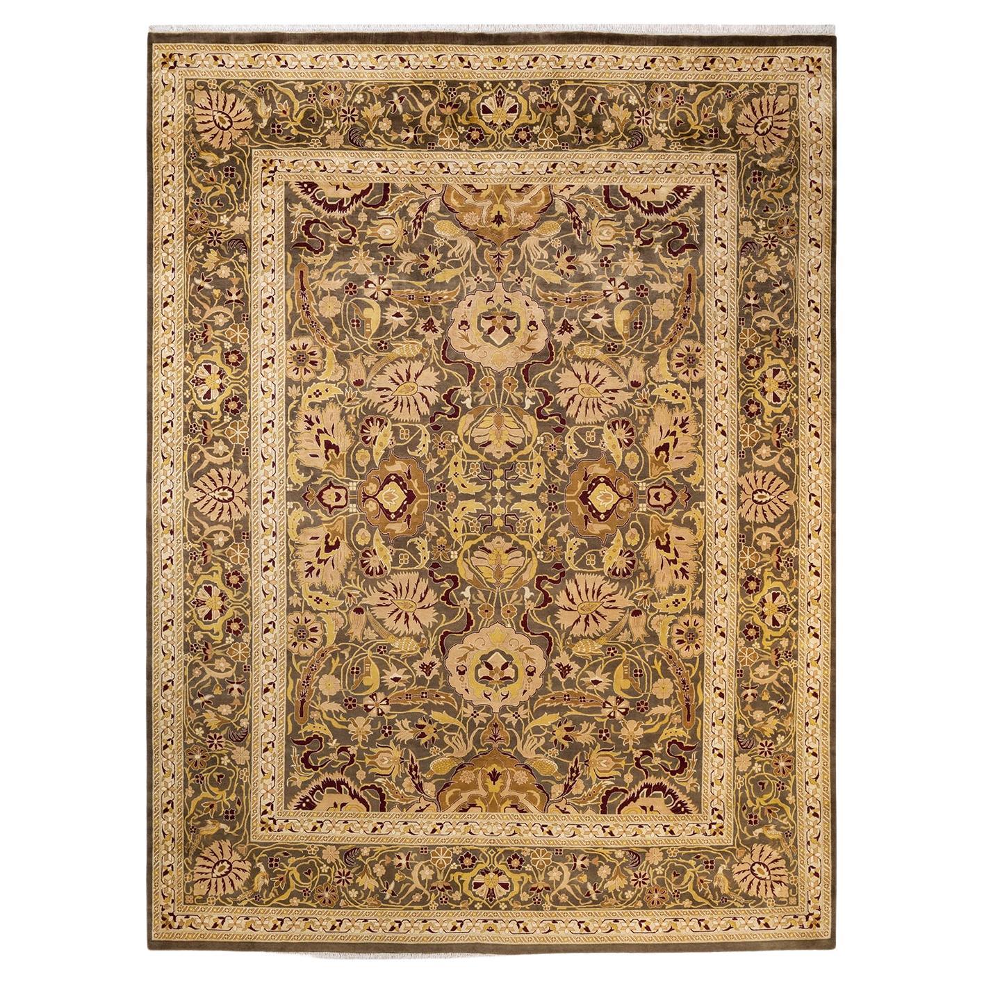 One-of-a-kind Hand Made Traditional Mogul Brown Area Rug