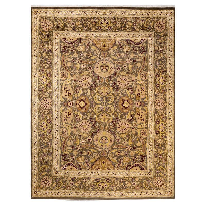 Traditional Pakistani Brown Square Rug For Sale at 1stDibs
