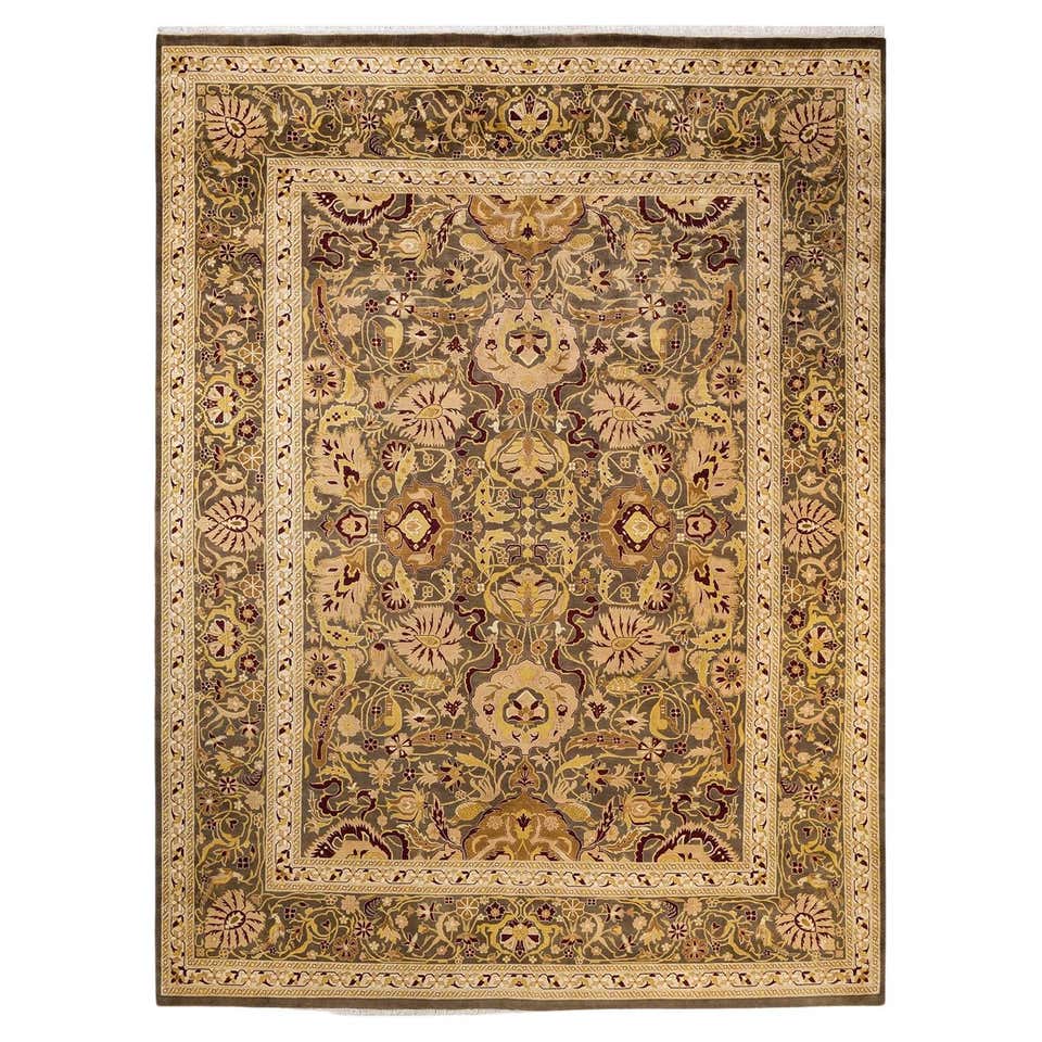Traditional Pakistani Brown Square Rug For Sale at 1stDibs