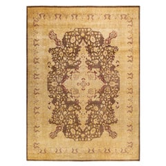 One-Of-A-Kind Hand Made Traditional Mogul Brown Area Rug