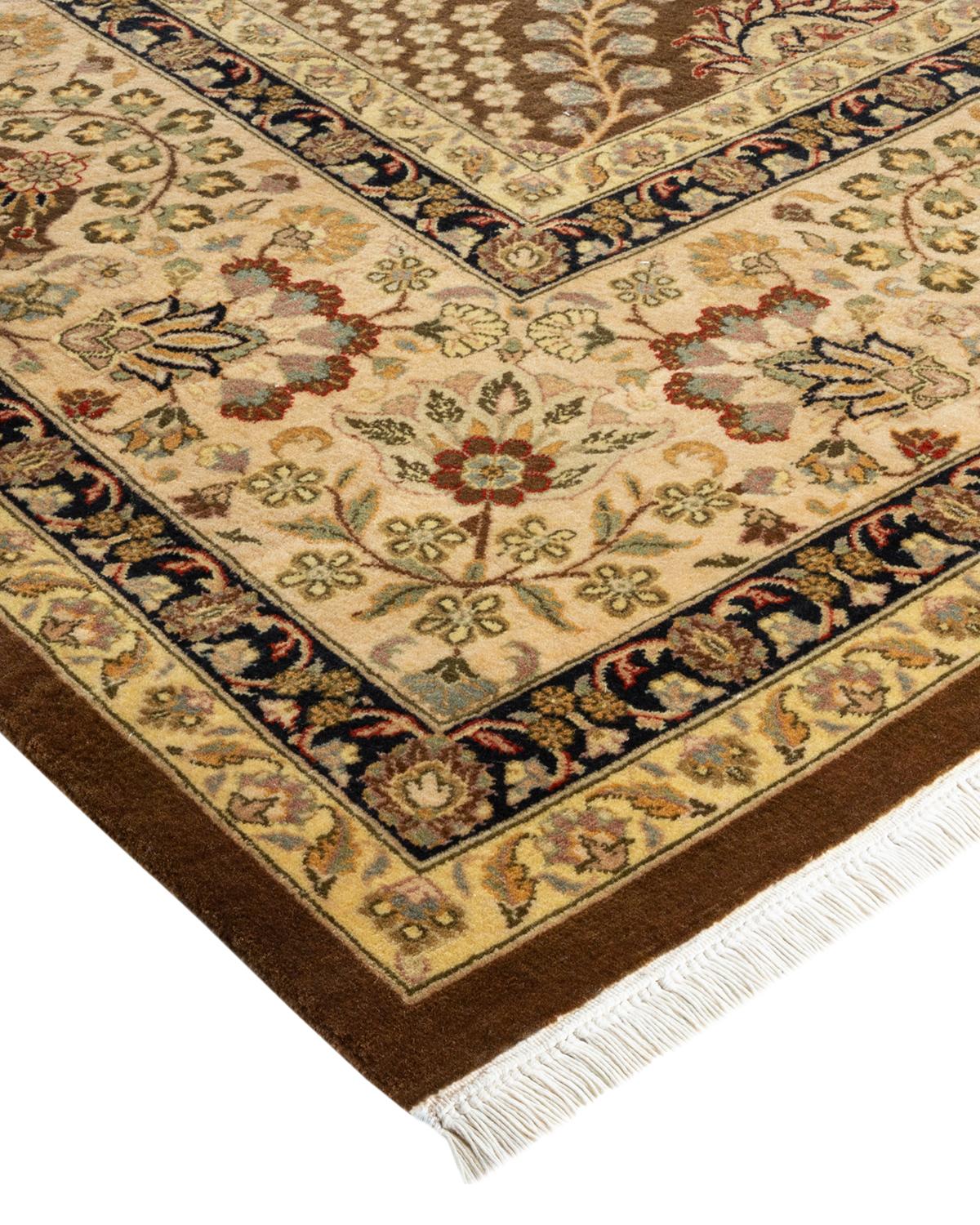 Wool One-of-a-kind Hand Made Traditional Mogul Brown Area Rug For Sale