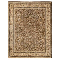 One-of-a-kind Hand Made Traditional Mogul Brown Area Rug