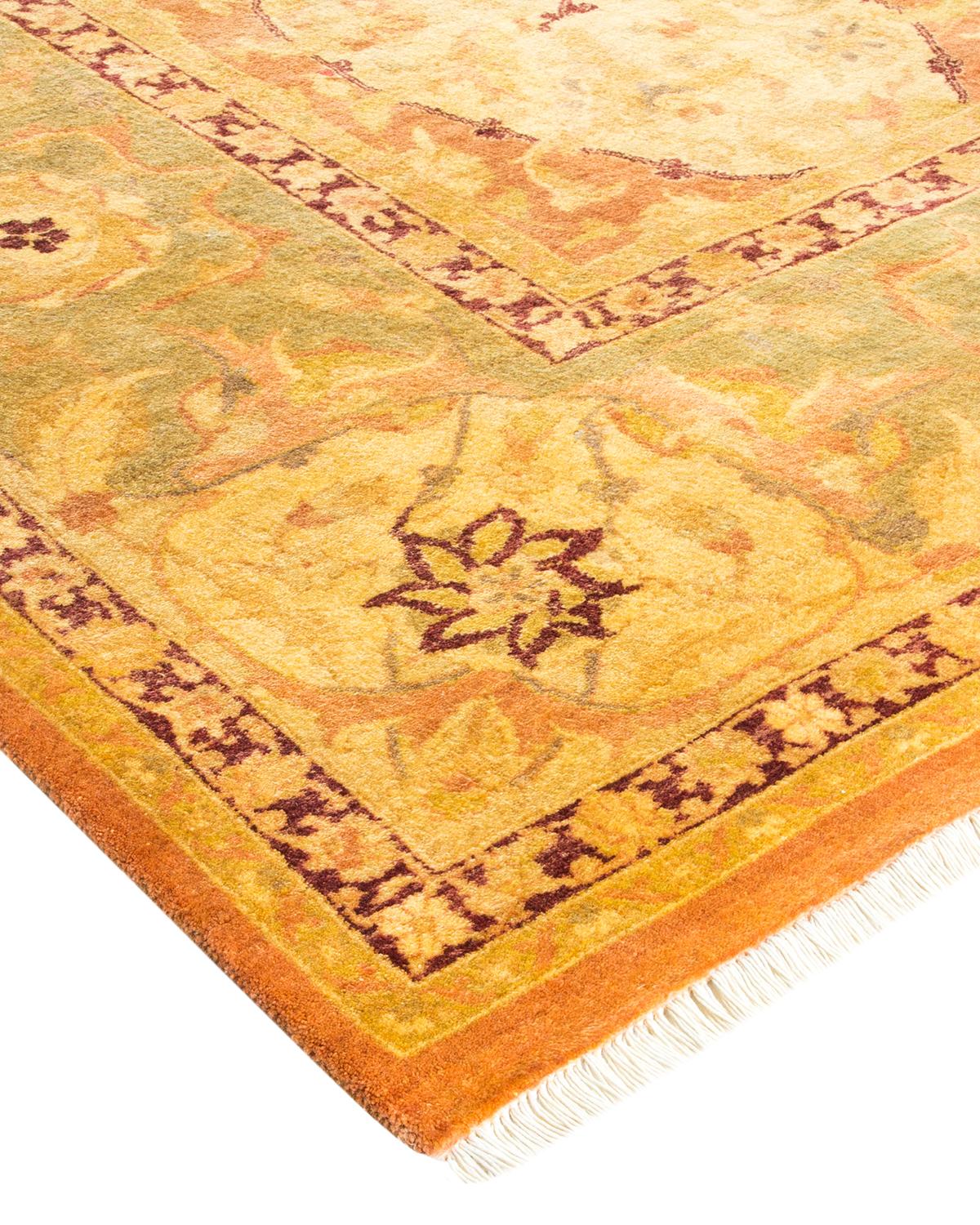 Wool One-of-a-Kind Hand Made Traditional Mogul Brown Area Rug For Sale
